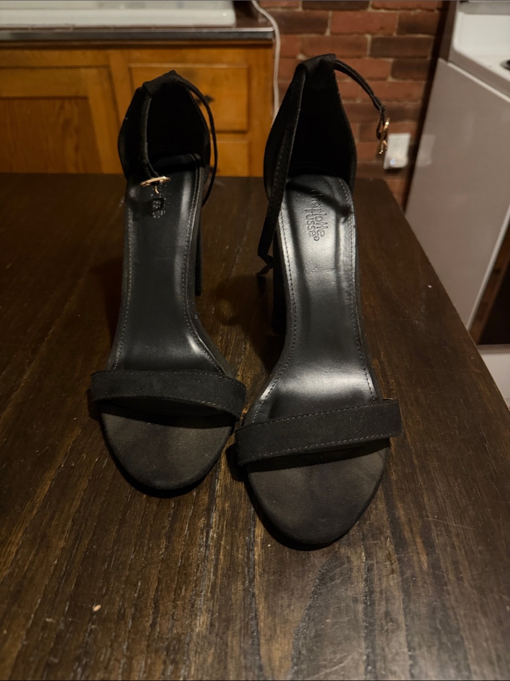 Charlotte Russe Black Open-Toe Ankle-Strap Heels